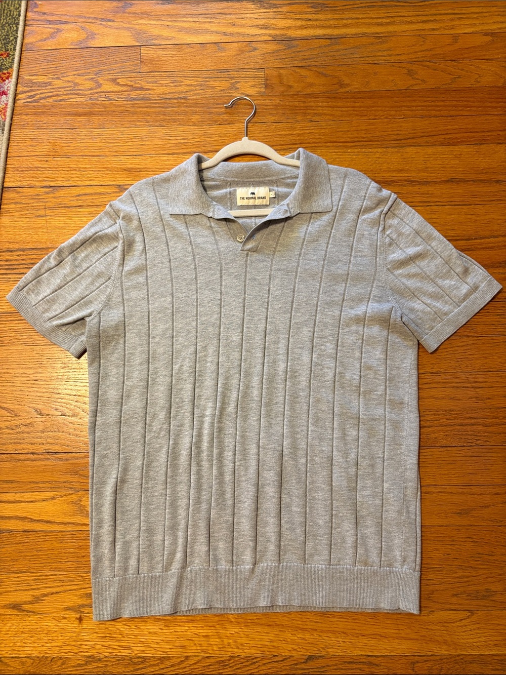 The Normal Brand Light Gray Ribbed Short-Sleeve Polo